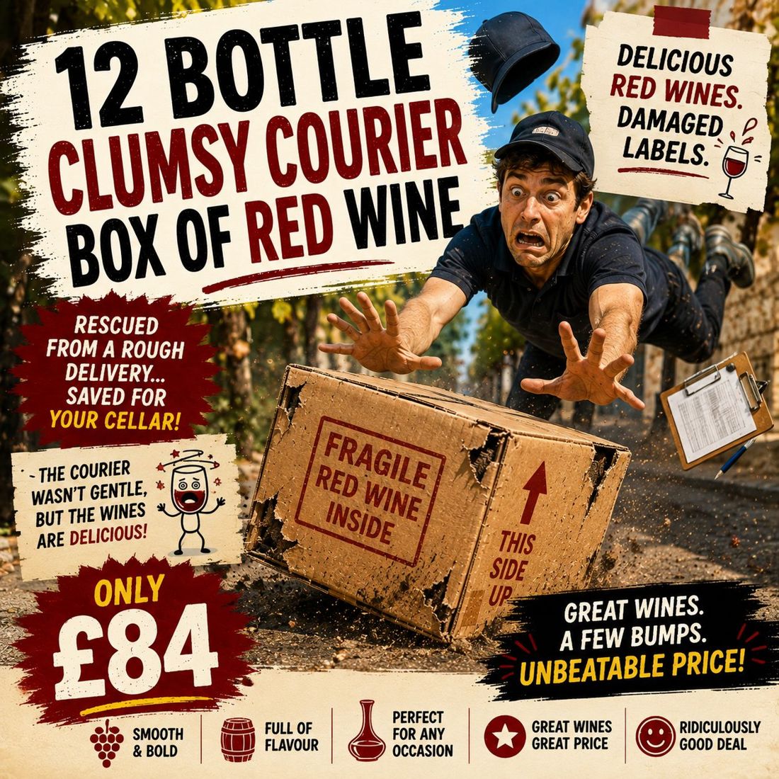 The Clumsy Courier 12 Bottle Red Wine Case