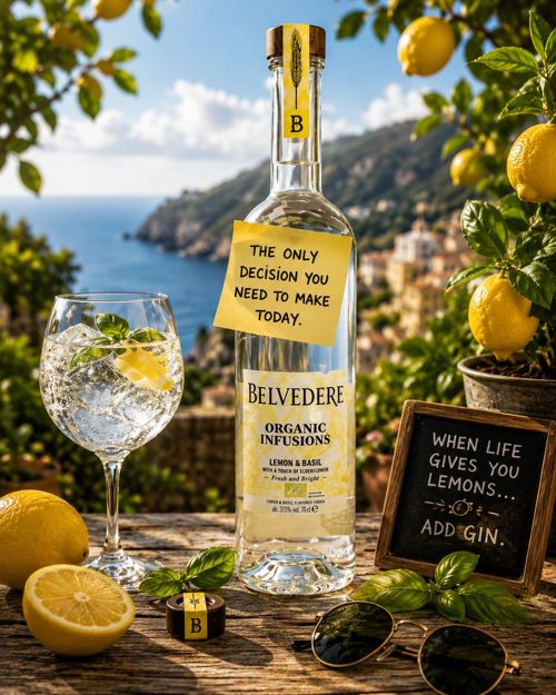 Belvedere Organic Infusions Lemon & Basil Vodka 70cl 40%