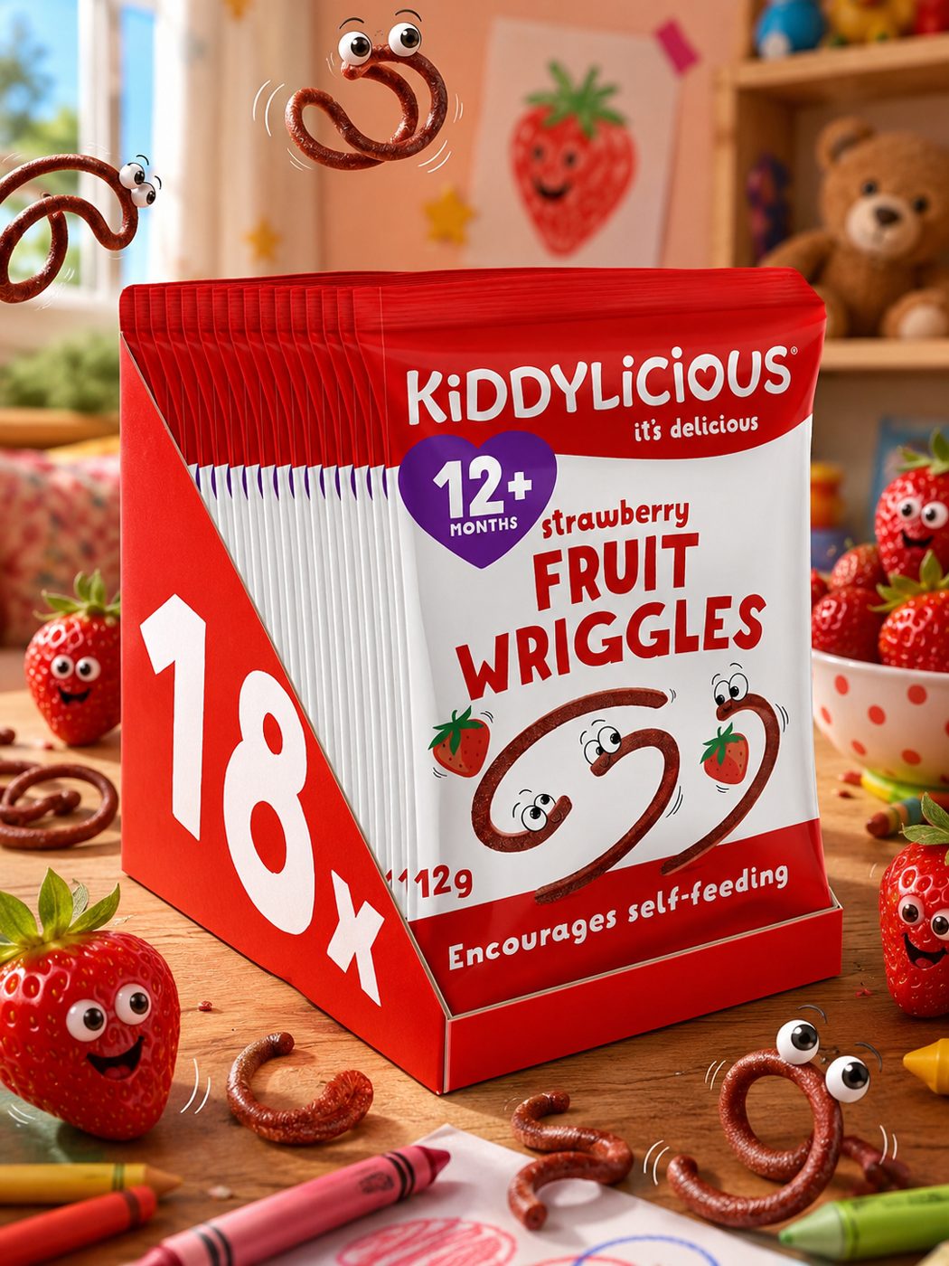 Kiddylicious Strawberry Wriggles (18x12g)